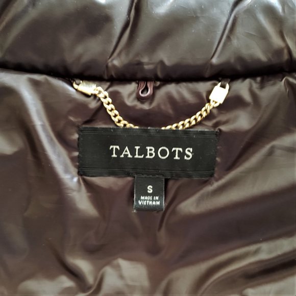 Talbots Dark Brown Fitted Quilted Vest Gold Zipper, Small, Like New - Picture 11 of 13